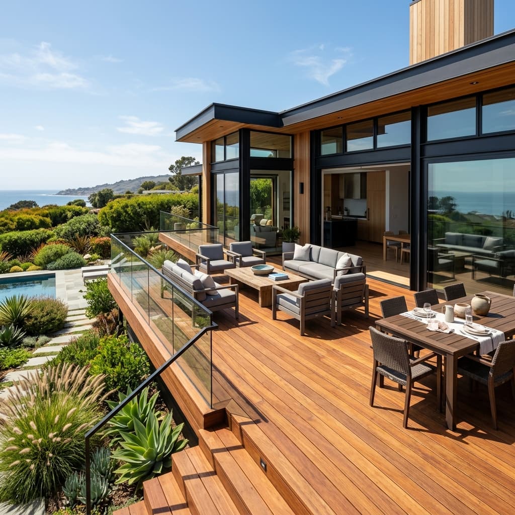 Ipe hardwood deck overlooking Los Angeles